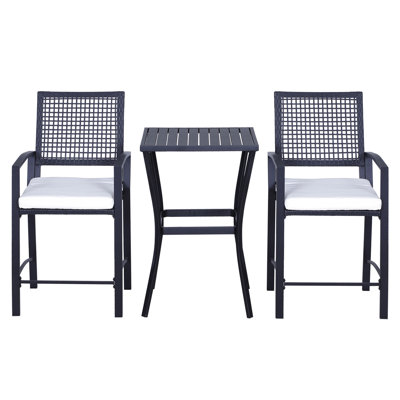Outdoor Bar Furniture With Cushions. For Backyards, Lawn, Deck, Poolside. , Footrest Feature, Black Look Patio , Cushioned Chairs. Backyard, All Weather Resistance, Footrests, Finish