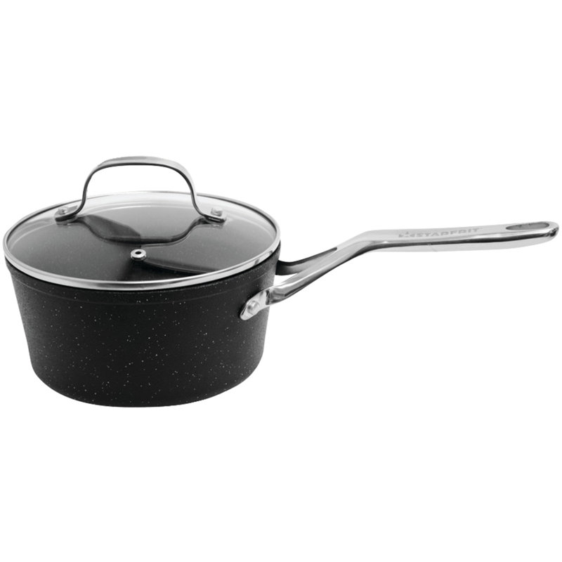 Black Non-Stick Aluminum 3-Quart Saucepan with Glass Lid