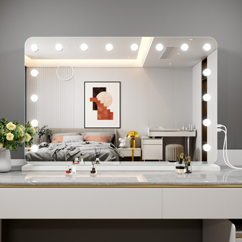 Miroir de maquillage lumineux, miroir de coiffeuse avec lumières Hollywood, 29 po x 40 po