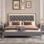 Grand cadre de lit tapissier grand avec lumières DEL, lit plateforme moderne en velours avec tête de lit capitonnée, gris-949038510