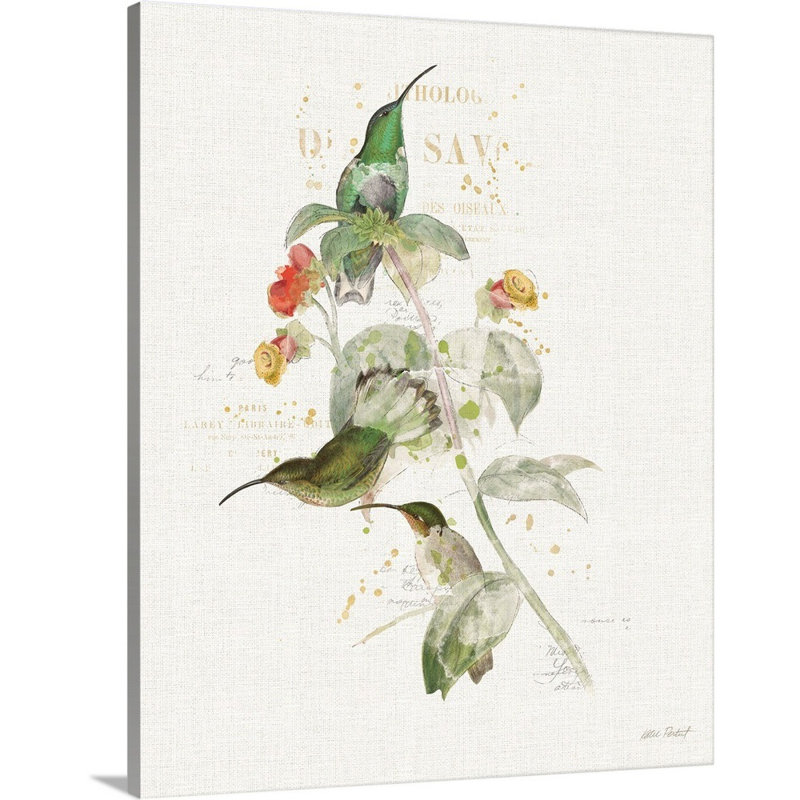 Colibri coloré, art mural sur toile III, Toile tendue, H 20 po x l 16 po x P 1 po