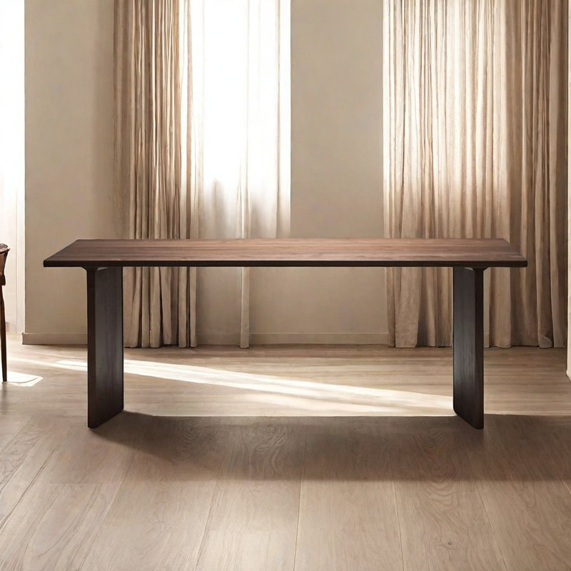 Jeannell Walnut Solid Wood Dining Table, 27.55" W x 55.11" L