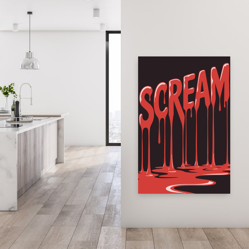Cri rouge dégoulinant, affiche d'art mural gothique abstraite contemporaine, H 48 po x l 32 po