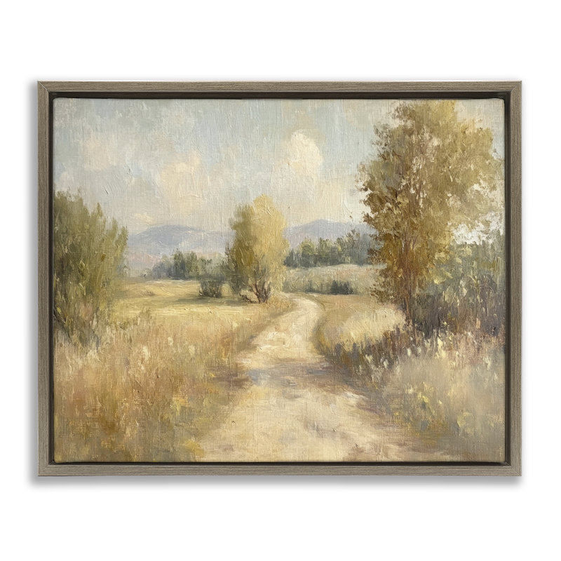 Cadre flottant Gravel Road Landscape, par Petal Prints Design, Cadre flottant orme Montalcino, H 17 po x l 21 po
