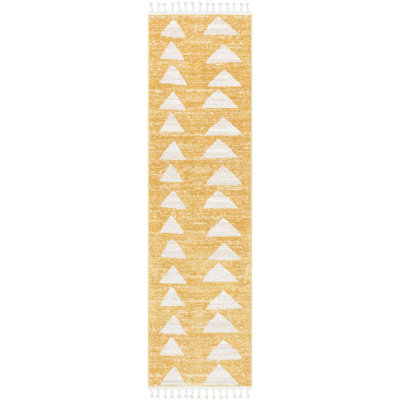 Markos Triangles Modern Kids Geometric Yellow Area Rug
