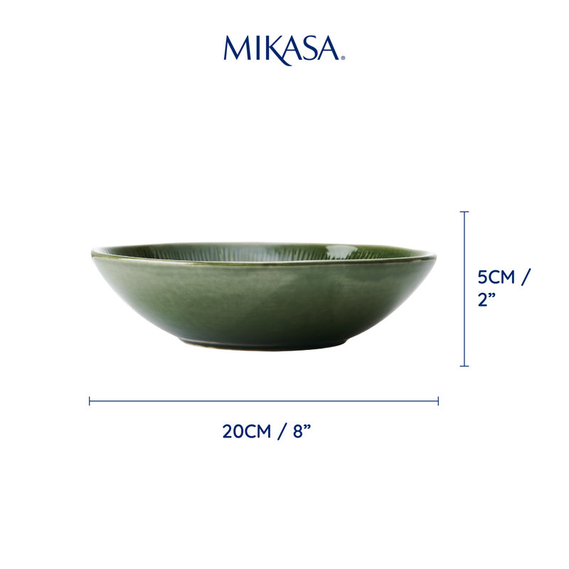 Mikasa Jardin Stoneware Pasta Bowls, 20cm, Green