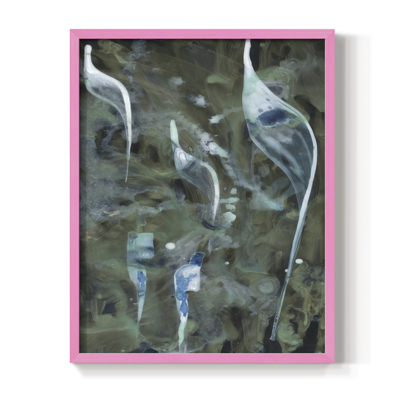 «Beginning in the Great Deep II», reproduction encadrée - bois massif, H 11 po x l 9 po, Encadré rose