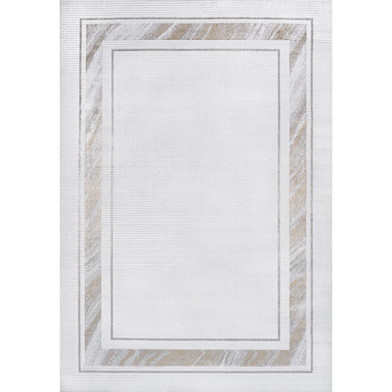 Tapis argenté / doré Maythel, Rectangulaire 3 pi x 5 pi