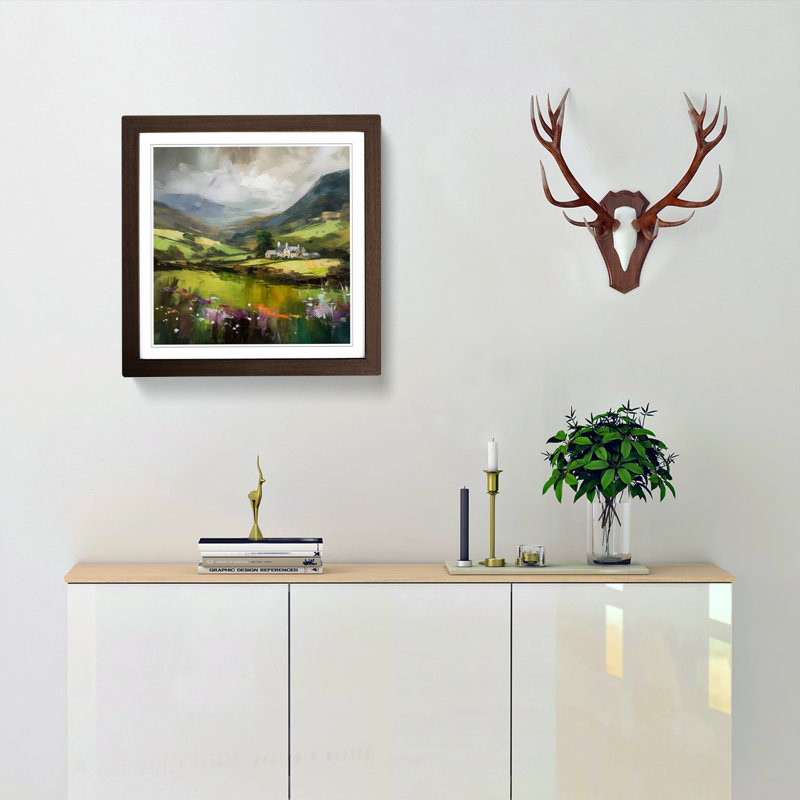 Wales Impressionism - Single Picture Frame Print on Wood, Walnut