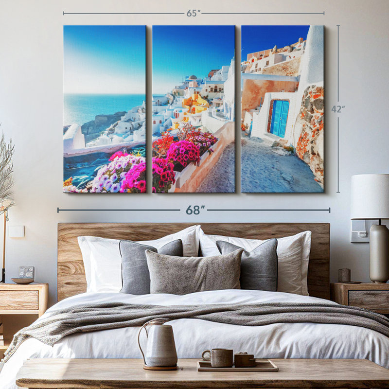 Architecture «Traditional Santorini Homes, reproduction sur toile» sur, H 42 po x l 65 po x P 1,25 po