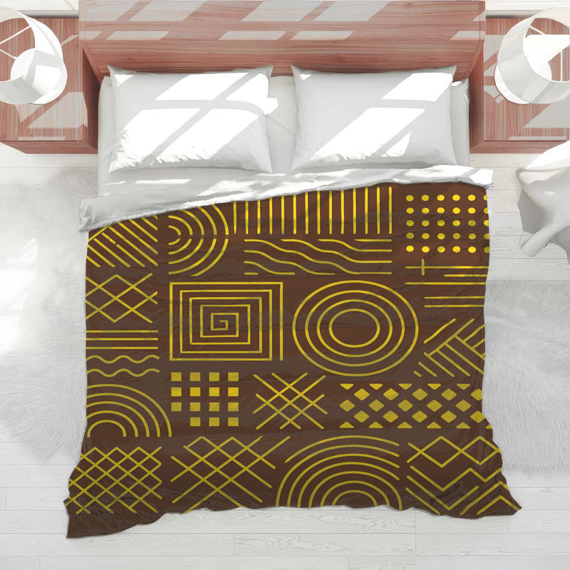 Yellow Geometric Lines Comforter, Twin
