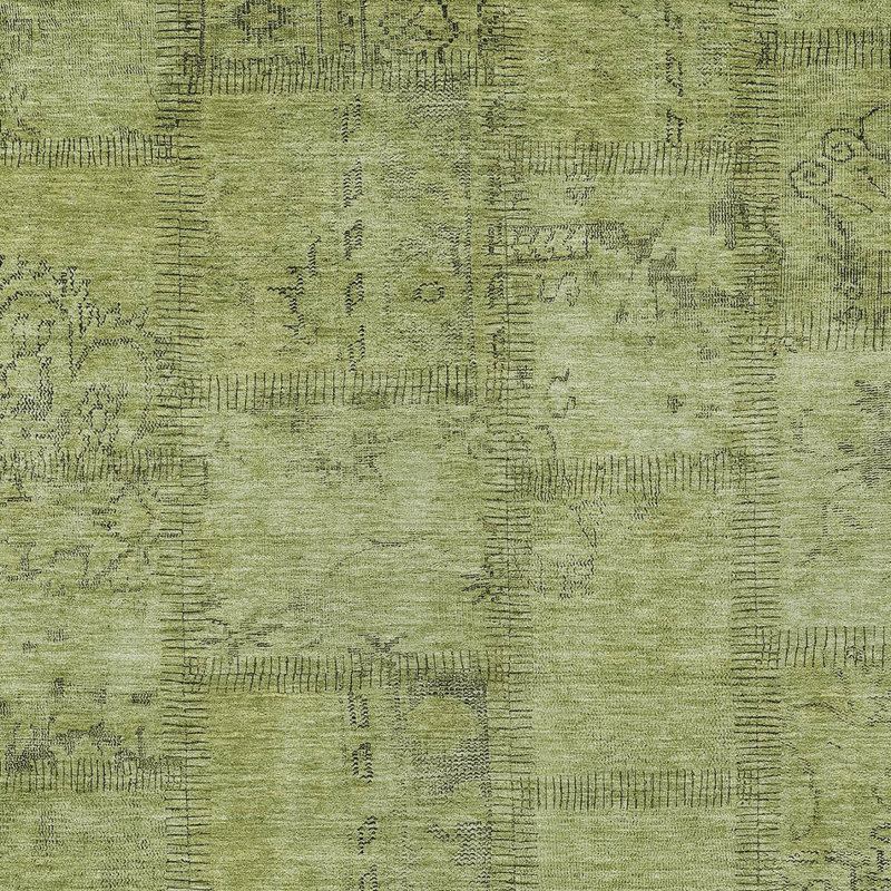 HomeRoots 3' X 5' Fern Green And Artichoke Green Patchwork Washable Indoor Outdoor Area Rug