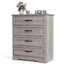 Ensemble de commode 3 pièces - commode 4 tiroirs et deux tables de chevet 2 tiroirs avec station de charge, gris délavé