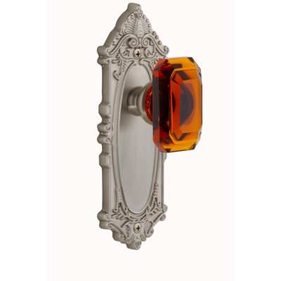 Grandeur grande plaque victorienne avec bouton de porte en cristal Baguette