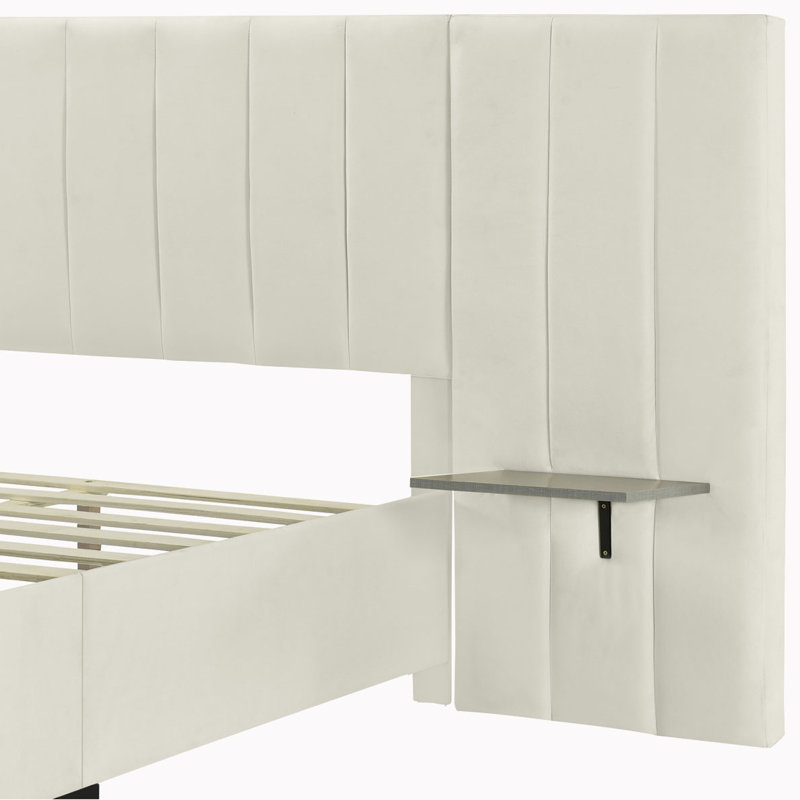 Anyston Upholstered Platform Bed, Full, Beige