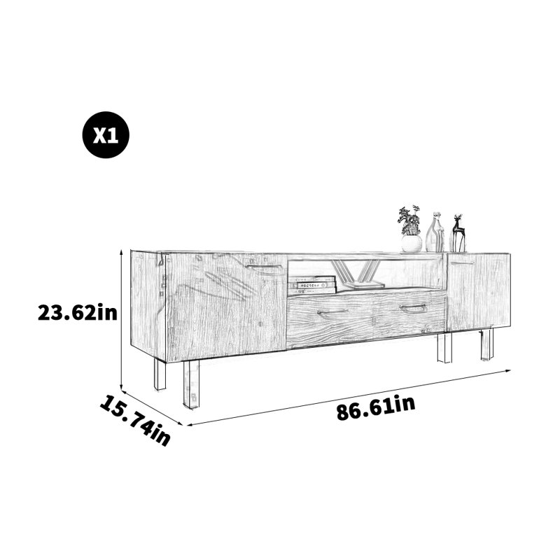 Simple elm TV cabinet