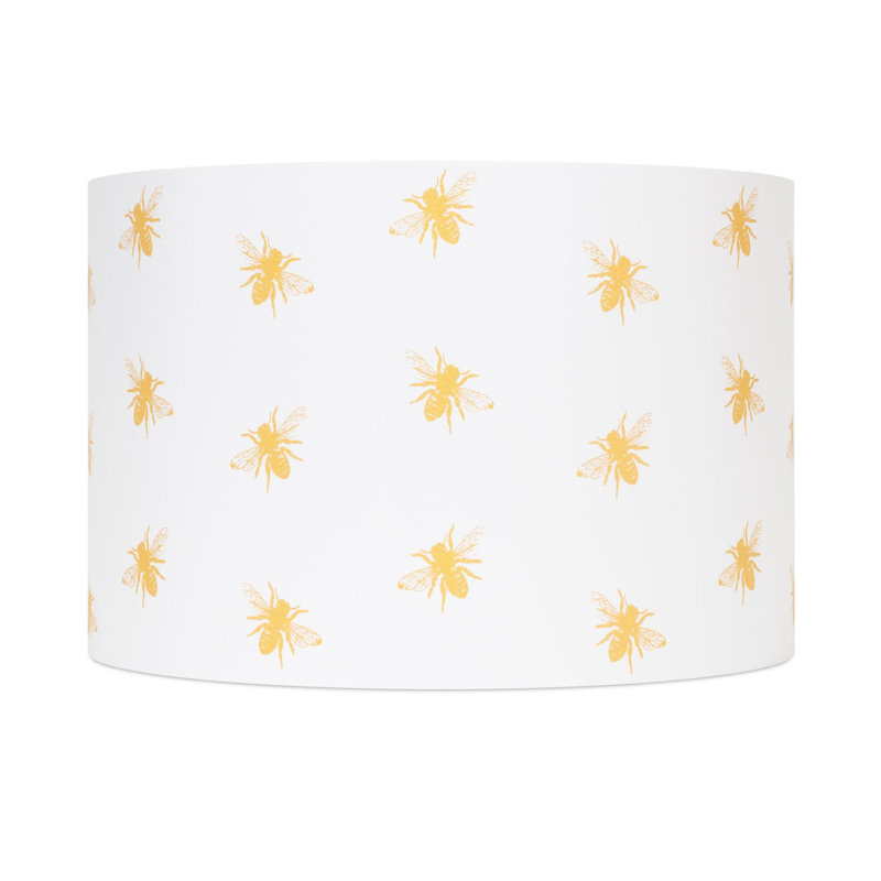 Drum Lamp Shade, White/Gold