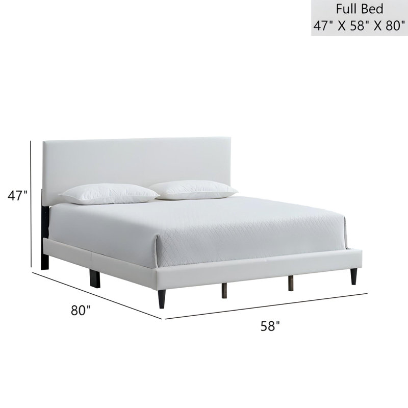 Lit double Baron (matelas non inclus), Double, Blanc