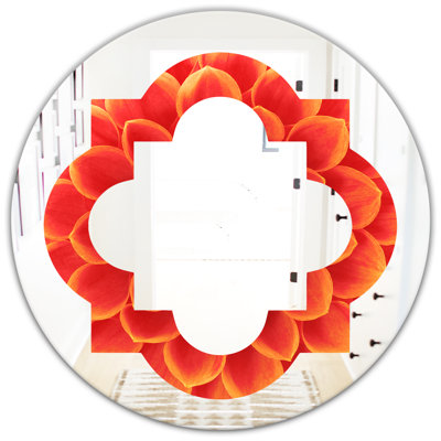Quatrefoil Abstract Flower Design Modern Frameless Wall Mirror