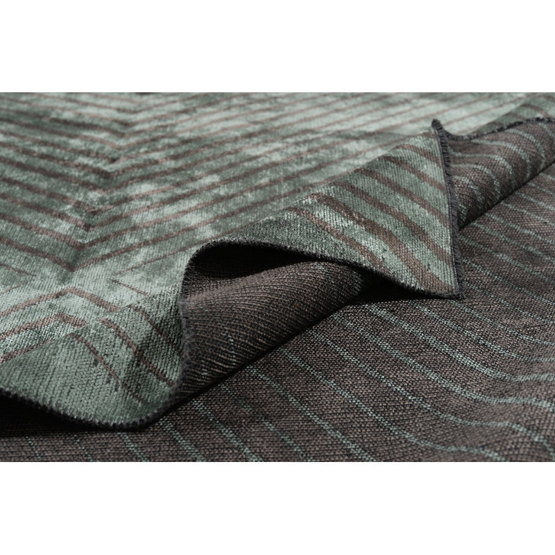 Tapis gris foncé en coton tissé à la machine Rapture, Rectangle 7 pi 10 po x 9 pi 10 po