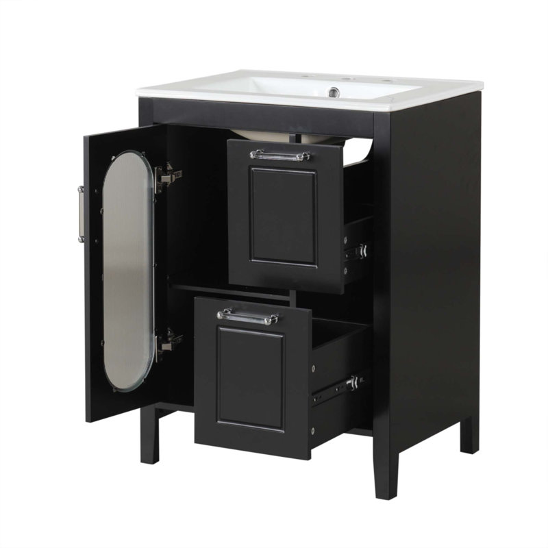Meuble-lavabo 24 po avec lavabo, Noir