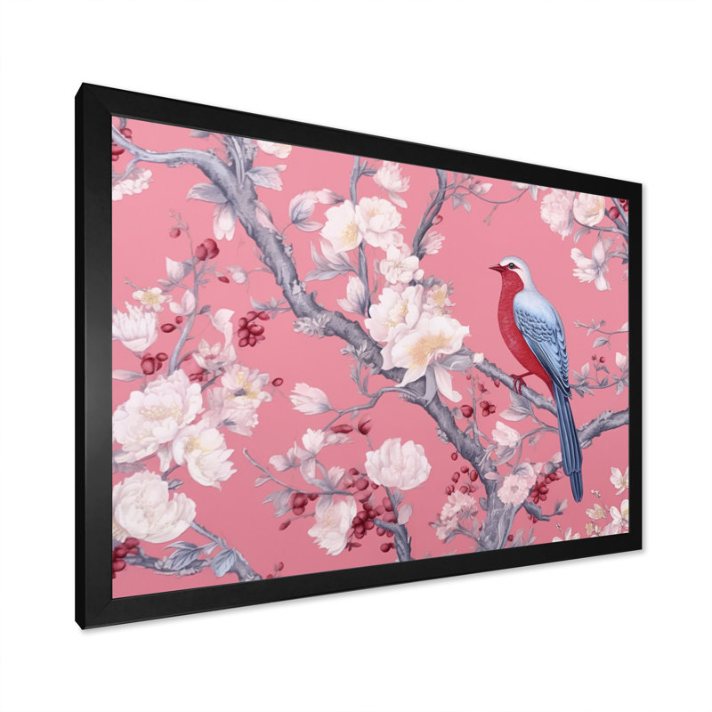 «Cherry Blossum Flower Whispers II», reproduction sur toile, Cadre simple noir, H 12 po x l 20 po x P 1 po