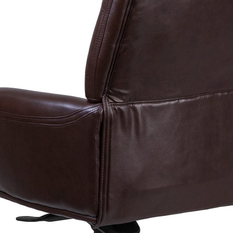 Crafton High Back Traditional Tufted 29" Leather Swivel Executive Chair, Brown