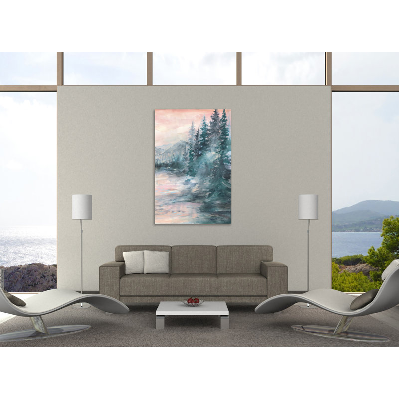 «Morning Mist At Pine Lake II», toile tendue par Millwood Pines, H 42 po x l 28 po x P 1,5 po
