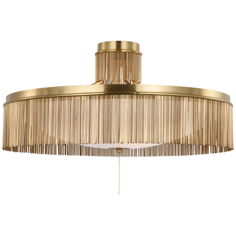Sutton 32" Flush Mount With White Glass, 7.25" H x 32" W x 32" D, Antique-Burnished Brass