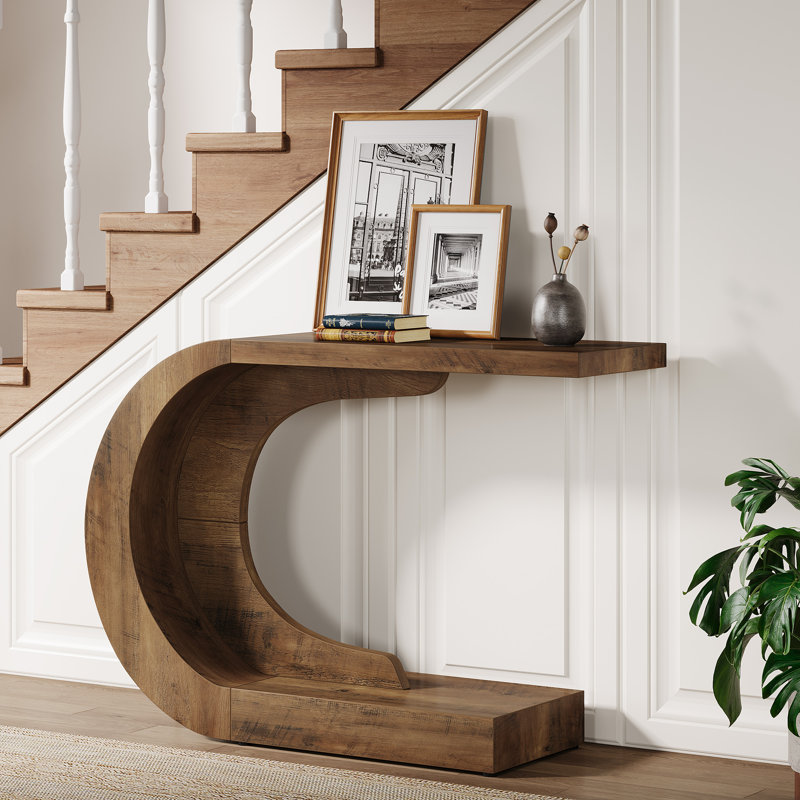 Console en forme de C, table d'entrée en bois de 43,31 pouces, brun, Brun