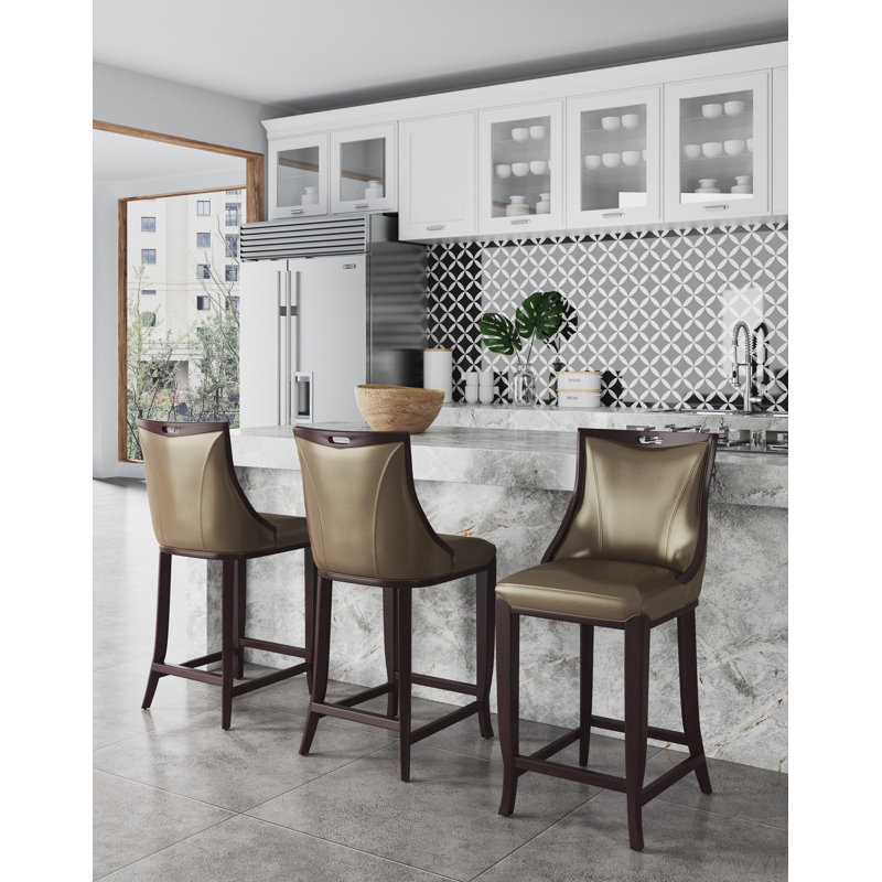 Tabouret de comptoir en chenille Evalyn, Bronze