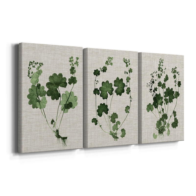 «Forest Foliage on Linen I», toile tendue sur mesure - 3 pièces, H 12 po x l 24 po