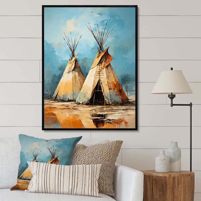«Yellow Native Tent Rhythms Collage III», reproduction d'art sur toile encadrée, H 44 po x l 34 po x P 1,5 po