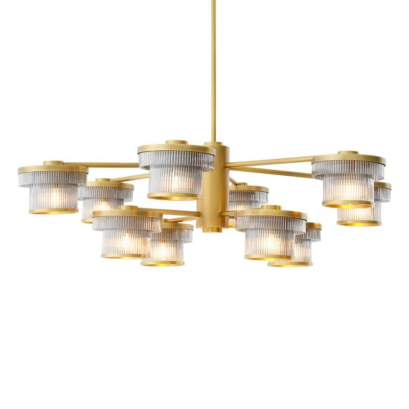 CDJ Chandelier Andromeda smoke glass, Antique Brass