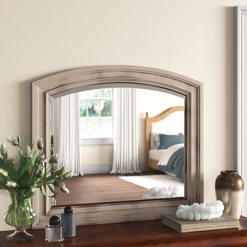 Miroir biseauté Alek, Fil gris brossé