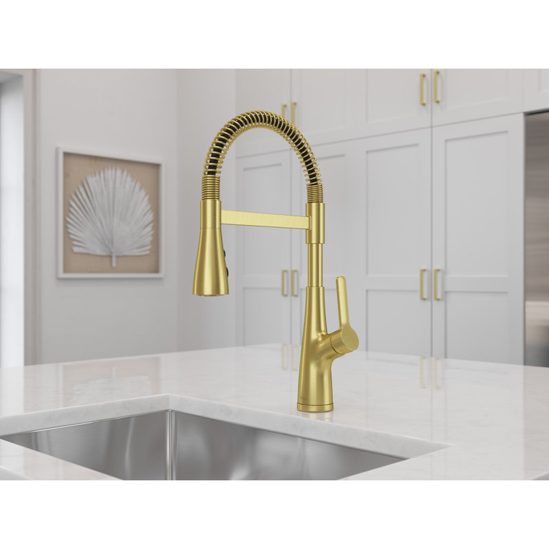 Neera Culinary Look Pull Down Single Handle Kitchen Faucet, Brushed Gold