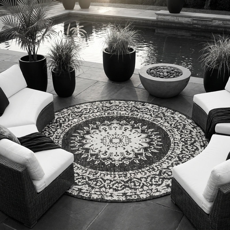Tapis intérieur / extérieur Ornate Lamotte, Rond 10pi