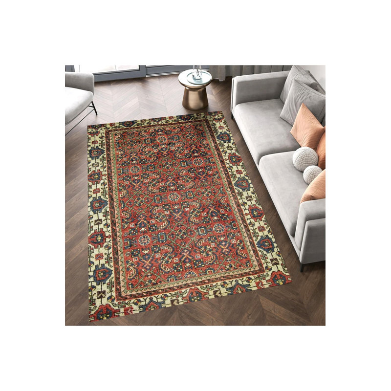 Tapis lavable rétro en terre cuite, Sous-tapis rectangulaire de 3 pi 3 po x 4 pi 11 po