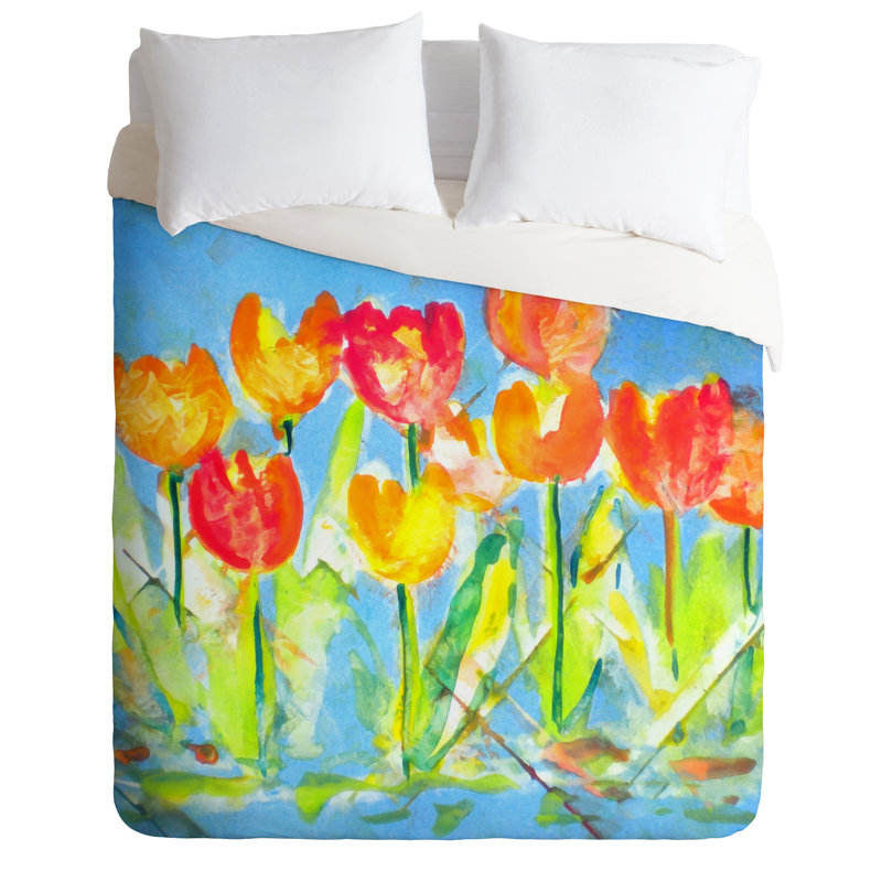 Housse de couette légère tulipes spring, Housse de couette pour très grand lit