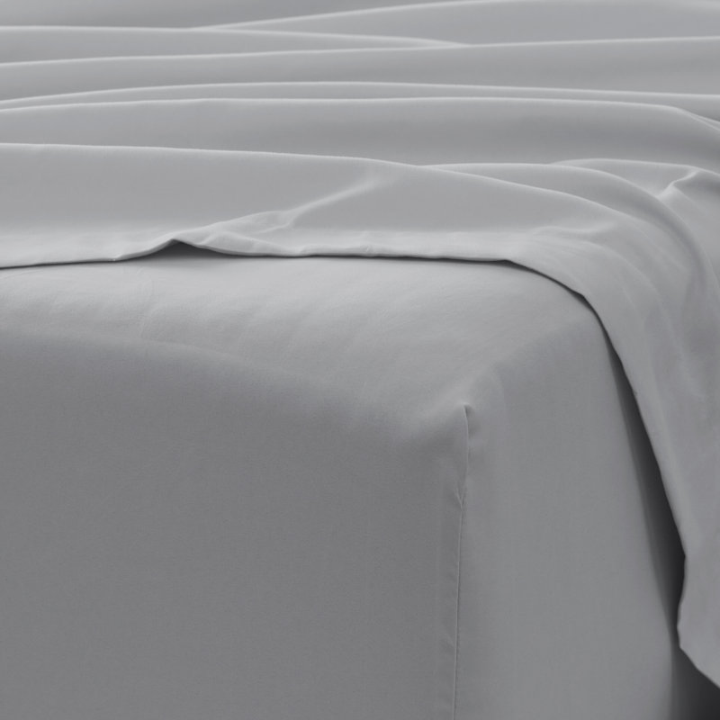 Sateen Double Brushed Microfiber Sheet Set, Harbor Gray, Queen Sheet Set + Fitted Sheet + 2 Pillowcases