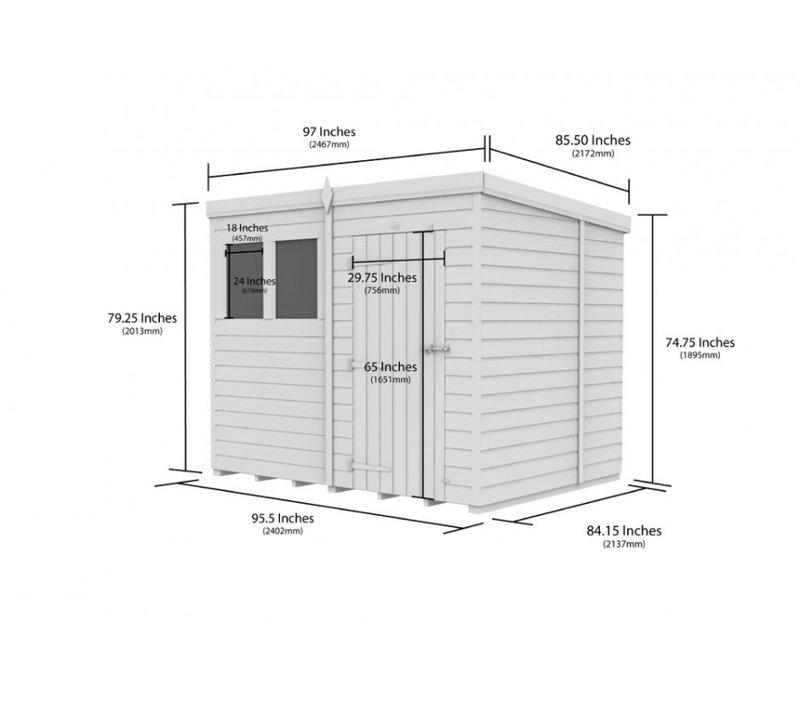 8x7 Pent Composite Shed