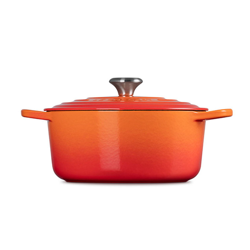 Le Creuset Signature Enameled Cast Iron Round Dutch Oven with Lid, Flame, 7.25 quarts