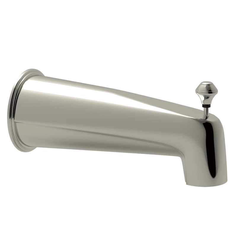 Country Wall Mount Tub Spout With Diverter, Polished Nickel