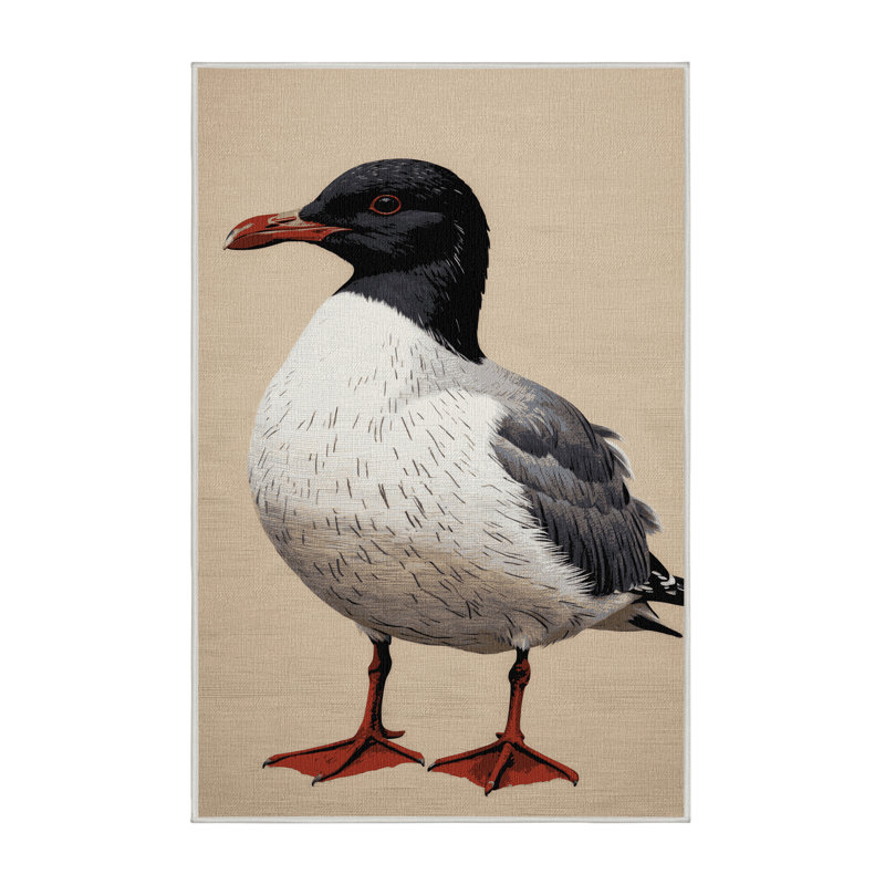 Washable Black headed Gull Birds Area Rug, Rectangle 7' x 9'