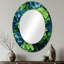 Vert, bleu, hortensia, fleurs émeraude - miroir d'hortensia, miroir mural décoratif traditionnel, impression d'art en métal-121387132-121387819