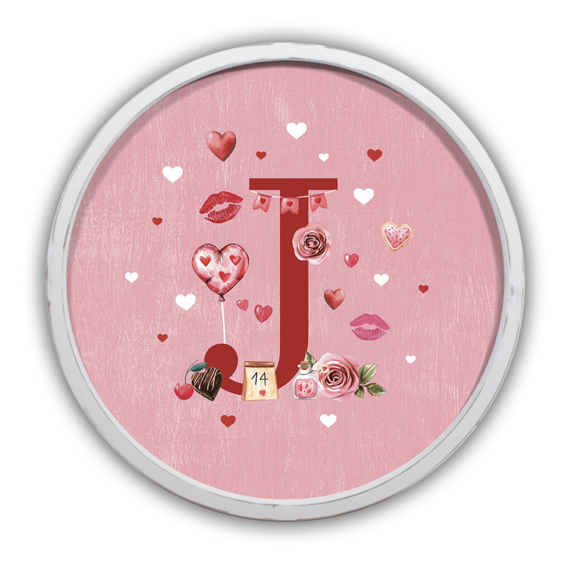«Valentine Things Monogram - J Round», reproduction encadrée