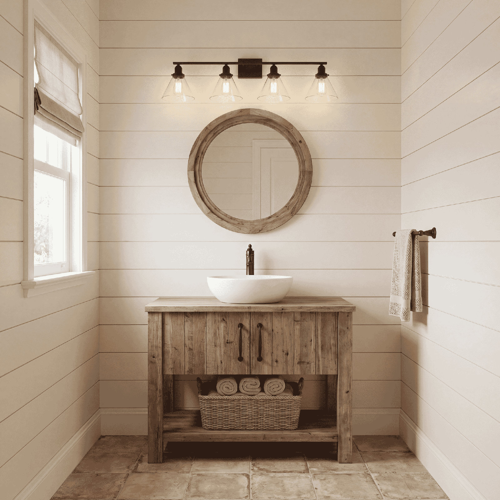 Catalina 4 Light Dimmable Bath Sconce, Warm Brass