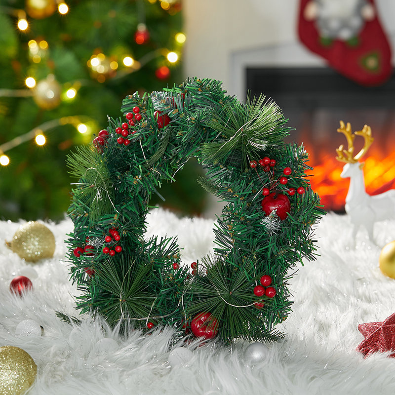 Faux Lighted Plastic 30cm Wreath