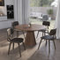 Ensemble de salle à manger 5 pièces avec plateau en bois de frêne et 4 chaises en cuir avec pieds en bois teint