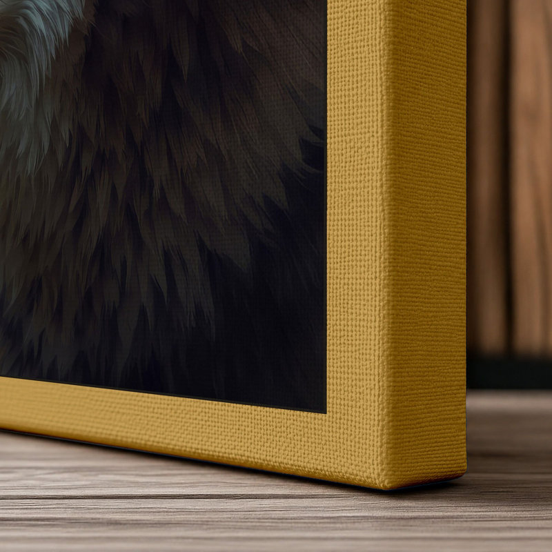 Wolf in Gold Light Rustic - Wrapped Canvas, 36x24 - 91.4 x 61.0 cm, Ochre Border